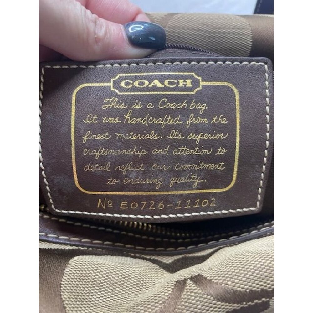 B931 - Preloved Vintage Coach Billabong Y2K Duffle/Satchel Bag in Signature Brow - Picture 4 of 4